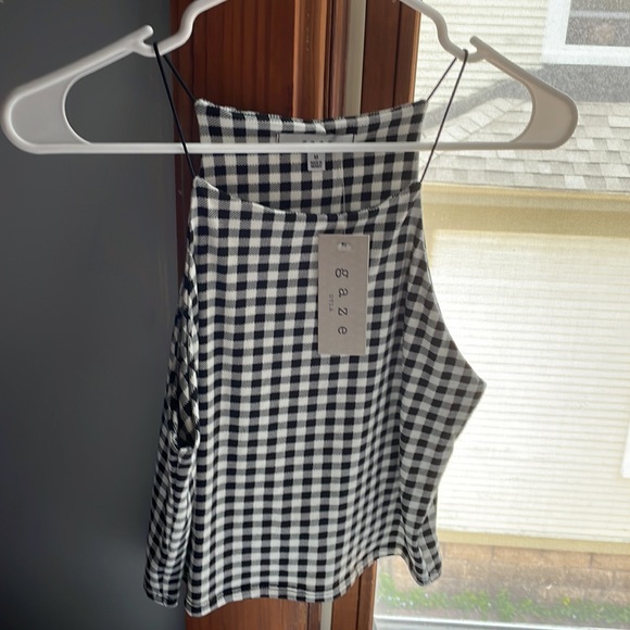 Gaze, medium, checkered crop top, super soft, stretchy material - Picture 3 of 3